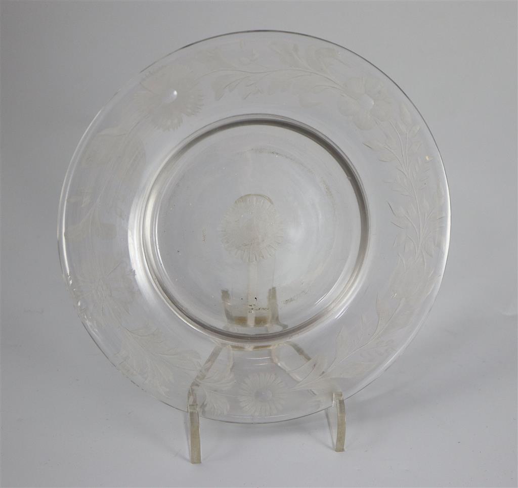 A glass under dish, of Jacobite significance, c.1745, 15cm diameter